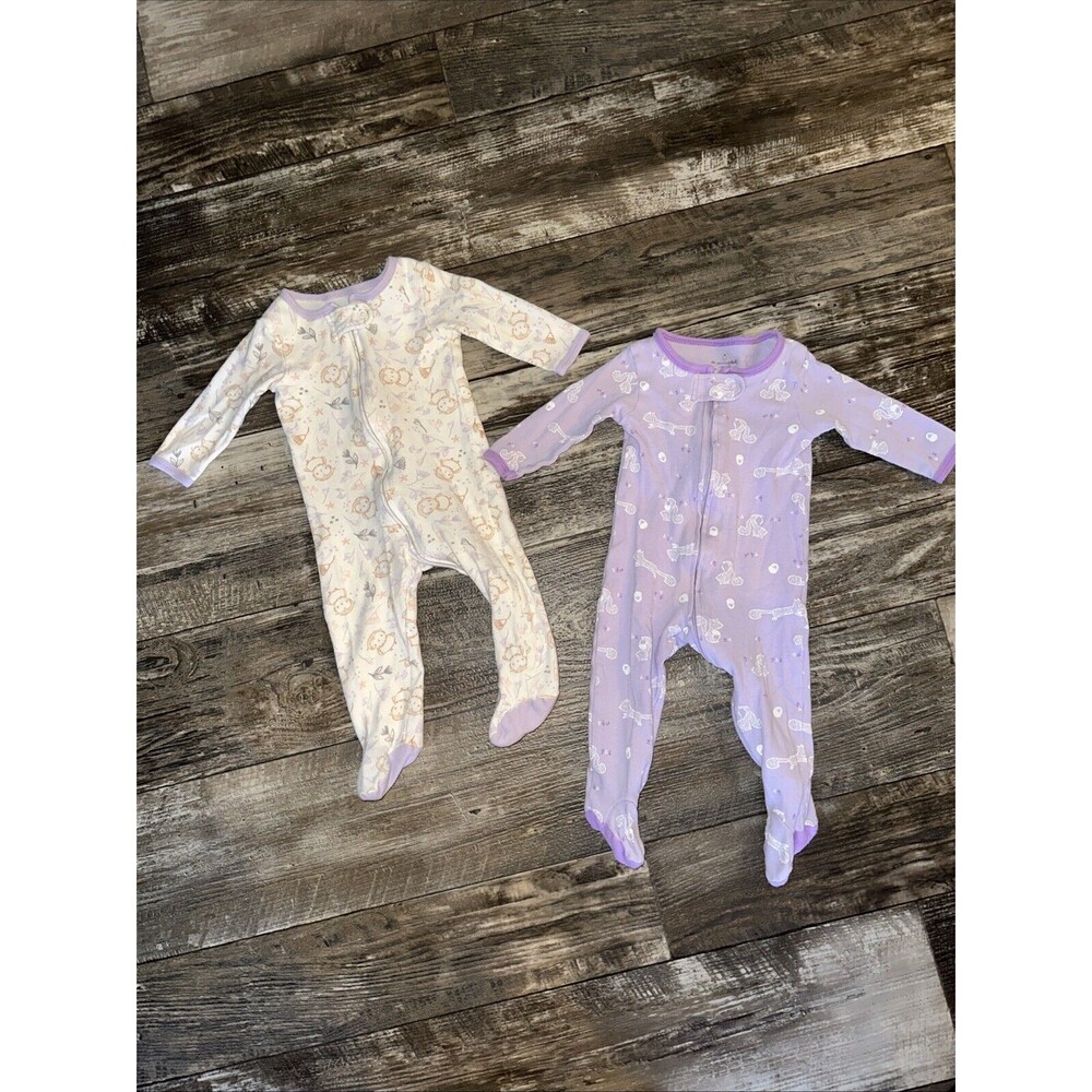 The Peanutshell Layette Footed Baby Sleepers for Girls 2-Pack 9 Months Cotton